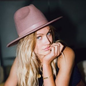Lack Of Color Blush Wide Brim Felt Fedora with Gold Stud
